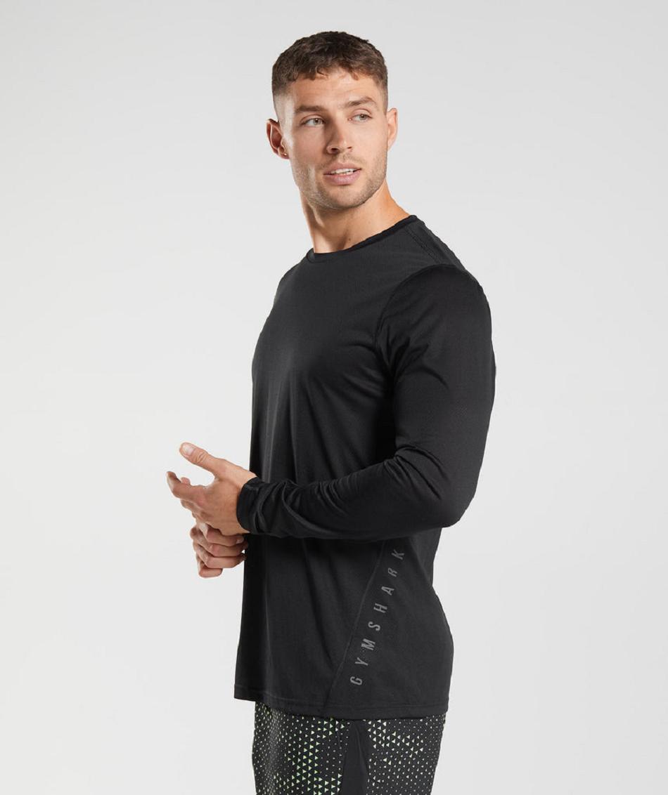 Long Sleeve Gymshark Deporte Hombre Negras Negras | CO 3484FDN